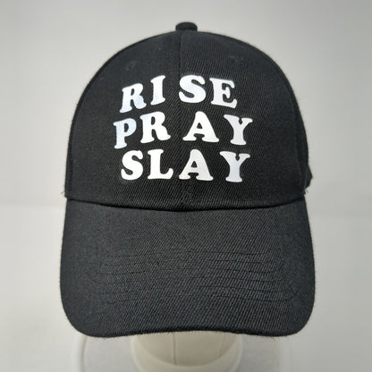 Rise Pray Slay Strapback Hat Black One Size Adjustable Vented Holes 6 Panel