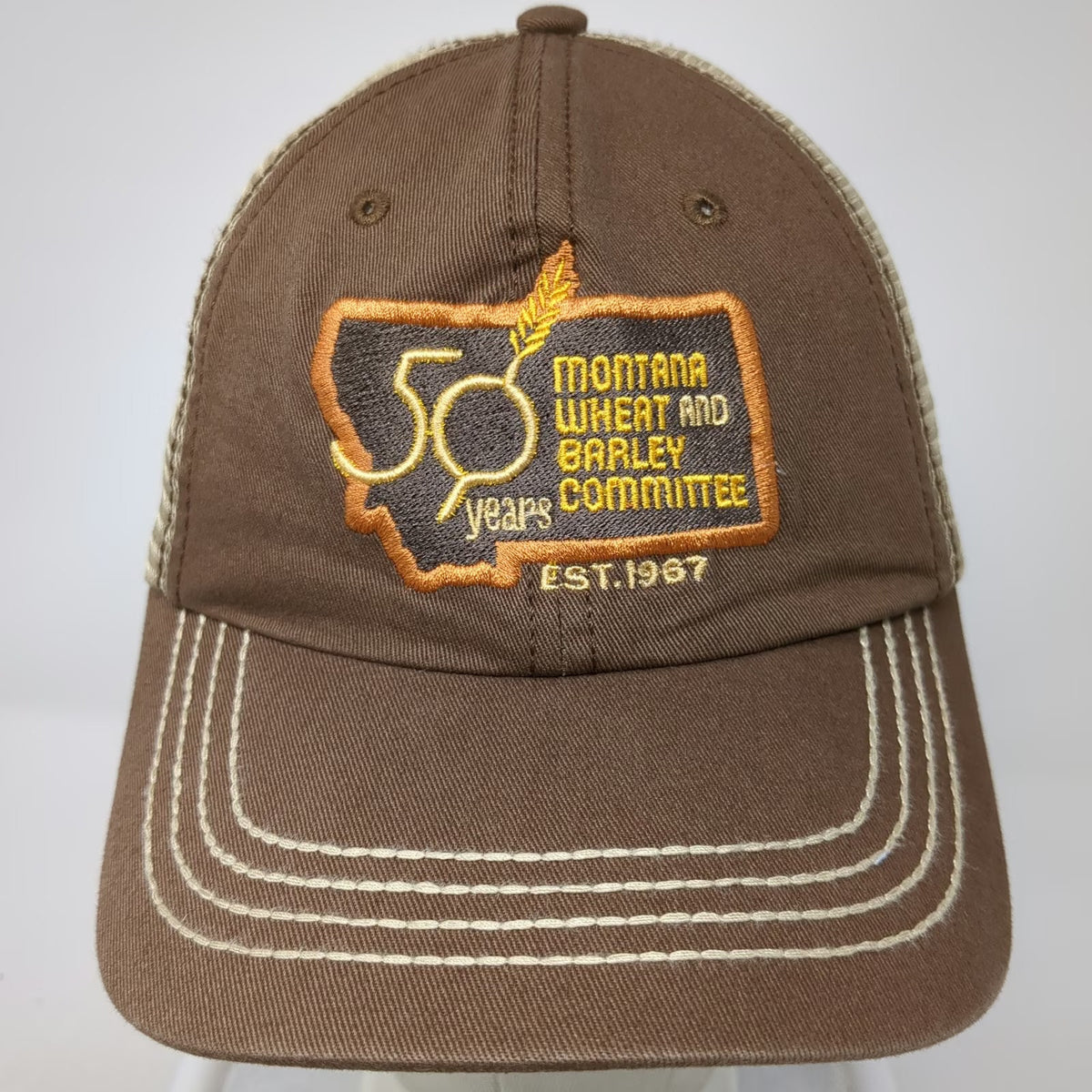 Montana Wheat Barley Committee 50 Years Brown One Size Baseball Cap Mesh Hat