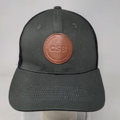 CSB Leather Patch Snapback Mesh Back Trucker Hat Gray One Size Colorblock
