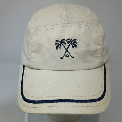 Caribbean Joe 5 Panel Beige One Size Golf Palm Tree Linen Strapback Hat