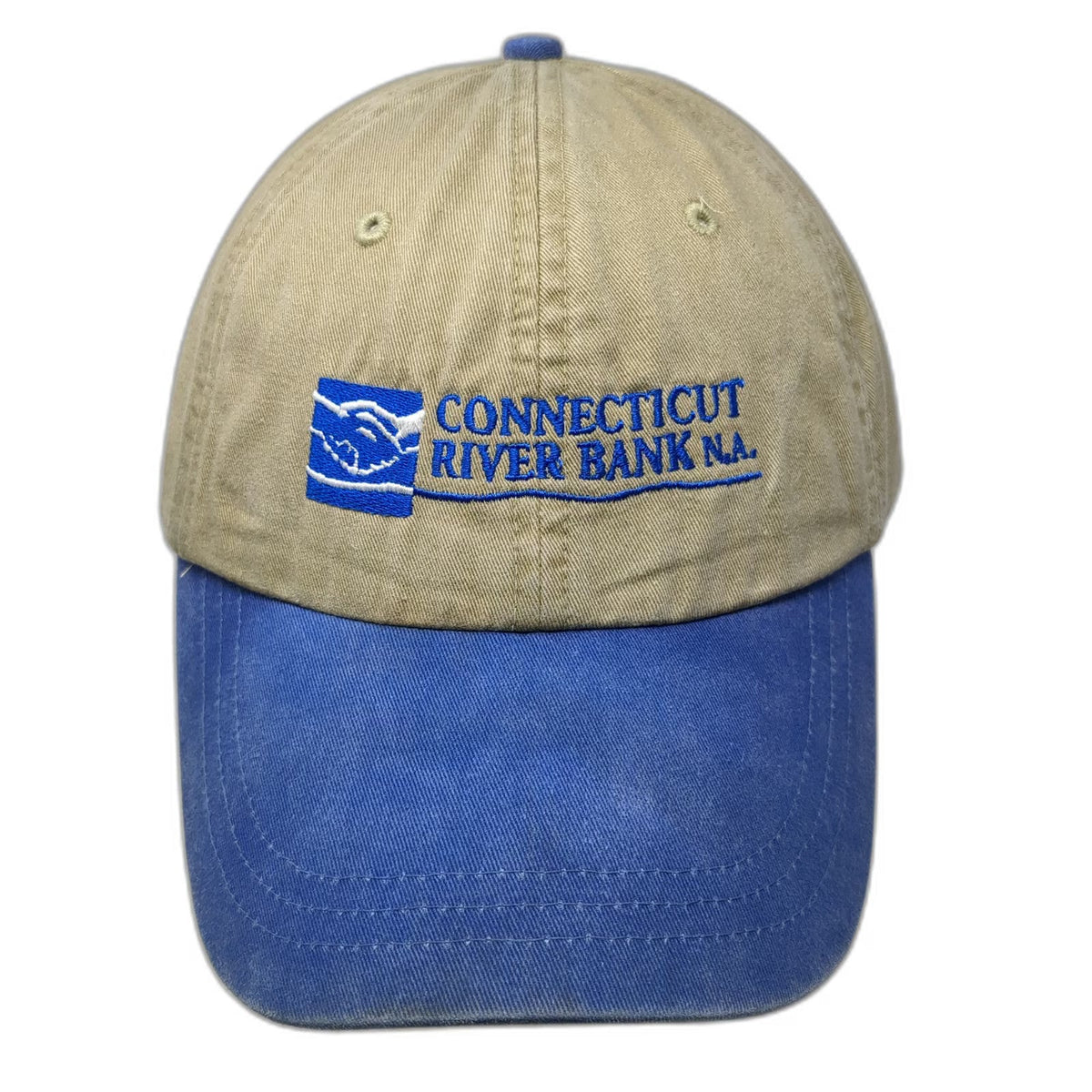 Adams Baseball Cap Beige Blue One Size Leather Slideback Embroidered Logo Hat