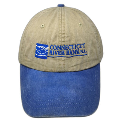 Adams Baseball Cap Beige Blue One Size Leather Slideback Embroidered Logo Hat