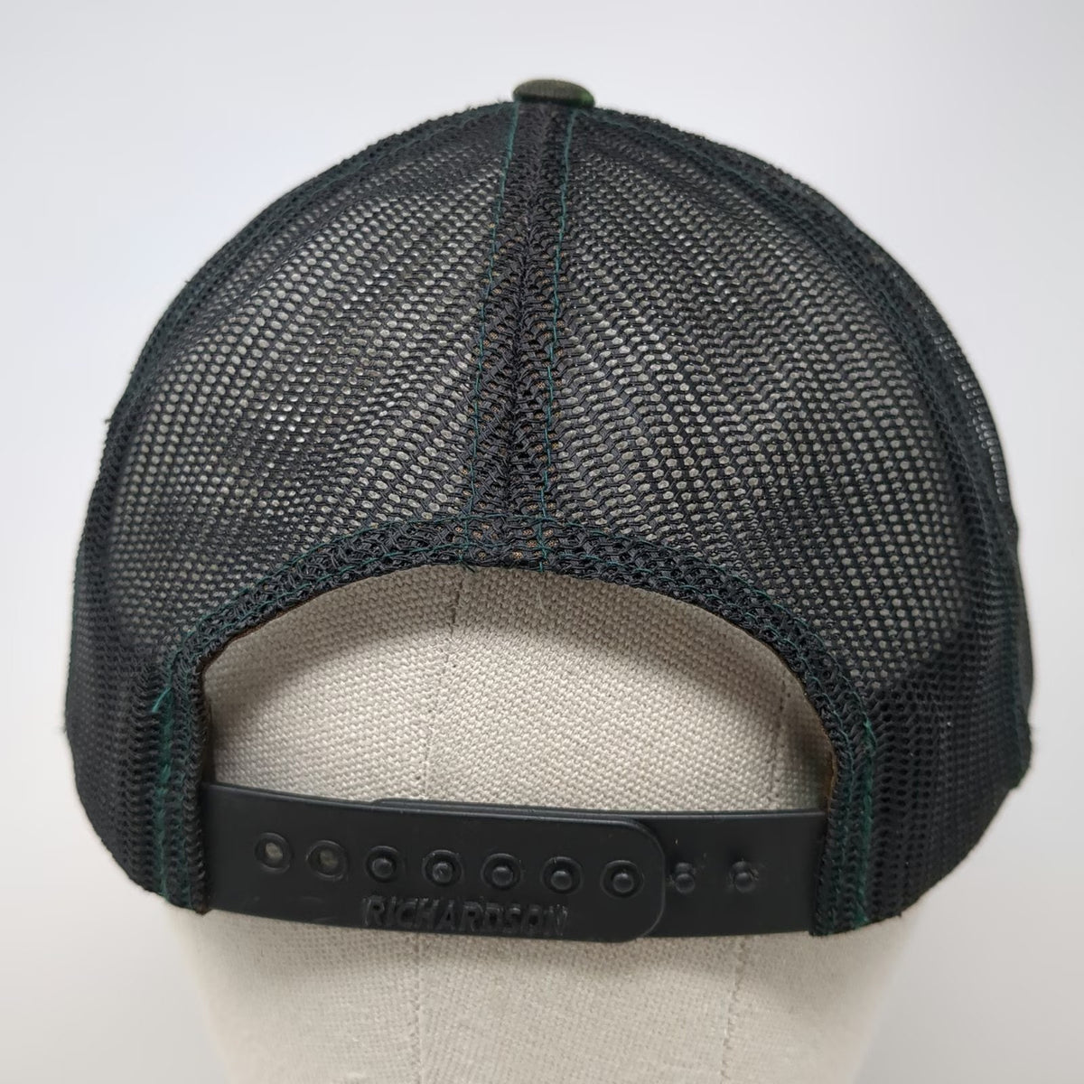 Richardson Trucker Hat Green Camo One Size Barbarian Brewing Wolf Patch Snapback