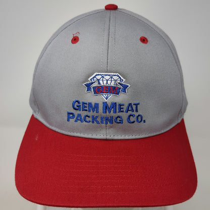 Richardson Snapback Gray Red L Gem Meat Packing Co Cotton Poly Two Tone Hat