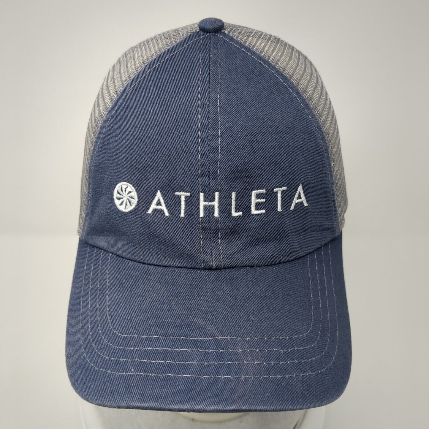Athleta Strapback Trucker Hat Blue One Size Adjustable Mesh Back Paramount