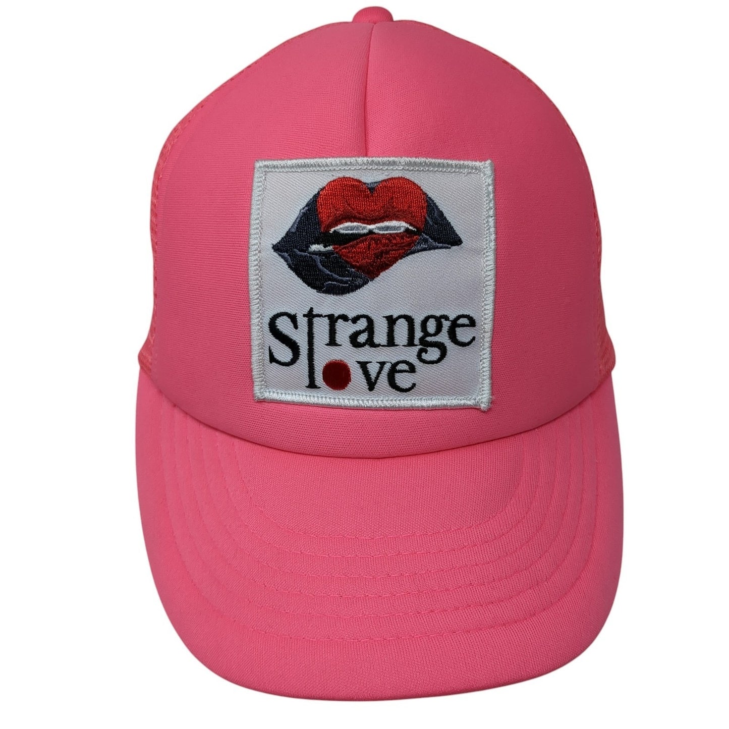 Strange Love Snapback Trucker Hat Pink One Size Adjustable Mesh Back Cobra