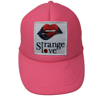 Strange Love Snapback Trucker Hat Pink One Size Adjustable Mesh Back Cobra