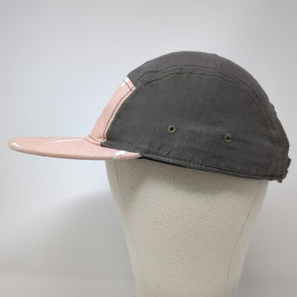 XC 5 Panel Hat Gray Pink White One Size Abstract Pattern Flat Brim Slideback