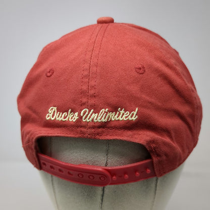 Ducks Unlimited Snapback Red One Size Embroidered Logo Curved Brim Outdoor Hat