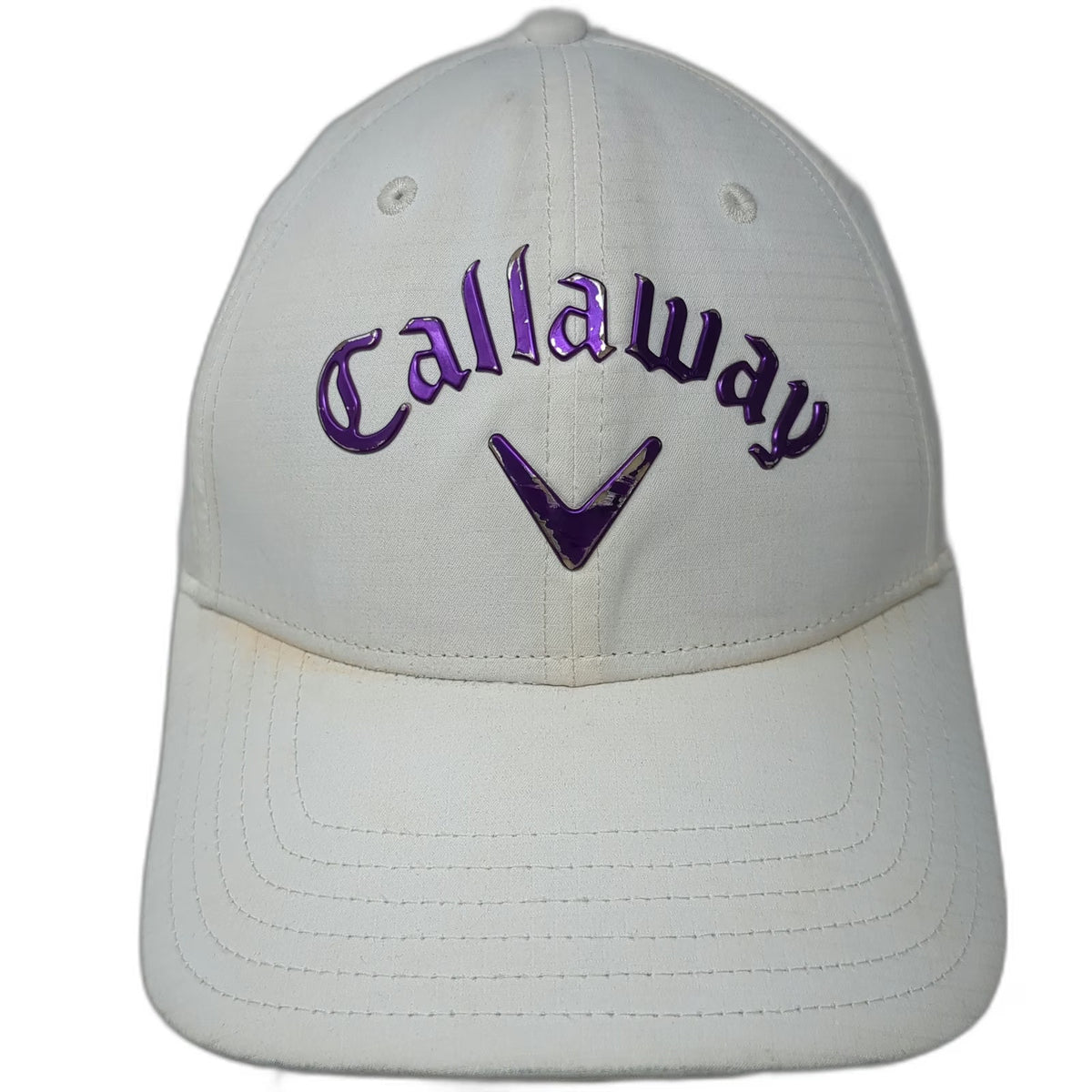 Callaway Baseball Cap White One Size Purple Logo Performance Strapback Golf Hat