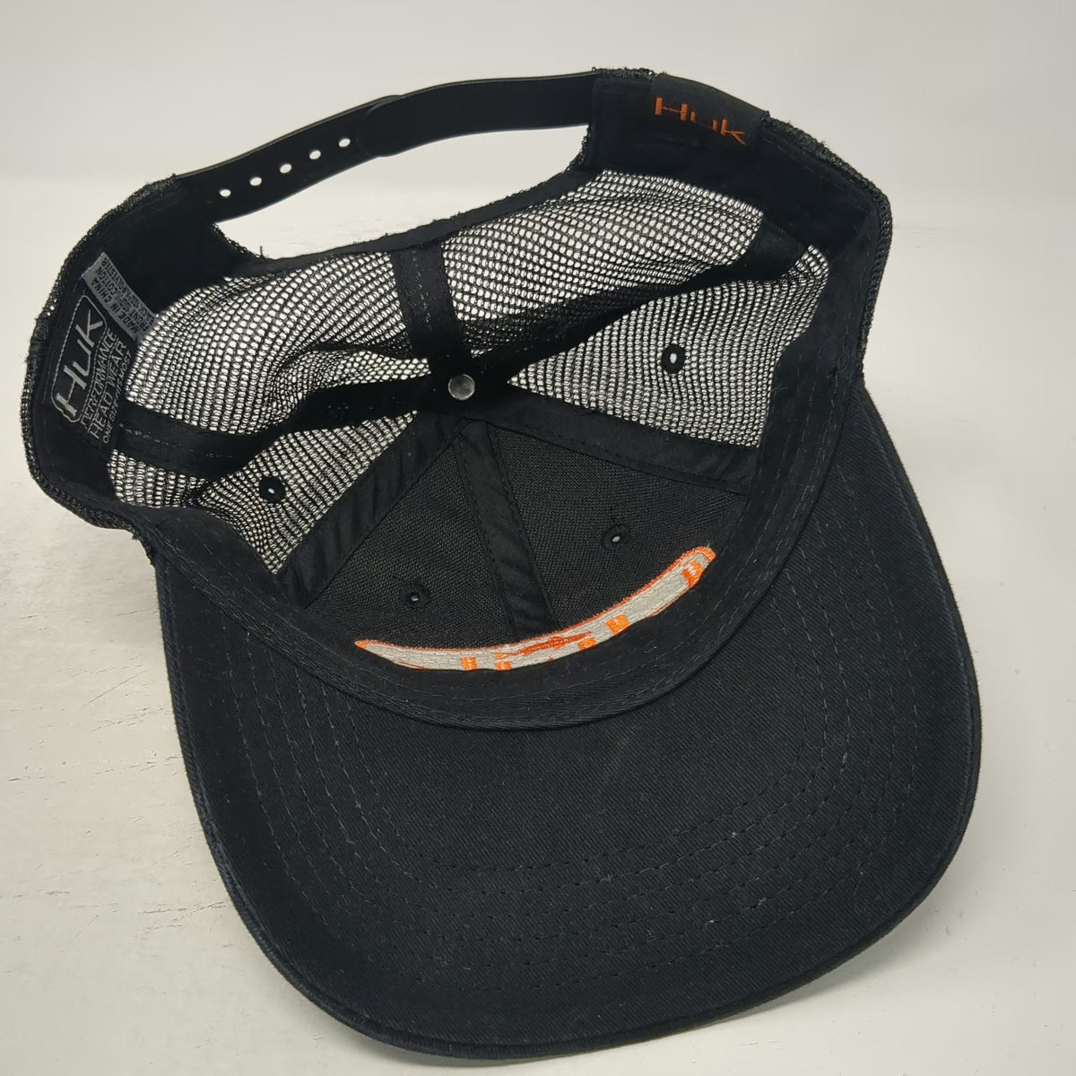 Huk Trucker Hat Black One Size Performance Fishing Mesh Snapback Camo Patch
