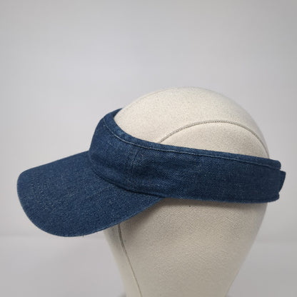 Unbranded Strapback Sun Visor Hat Blue One Size Adjustable Denim Blank