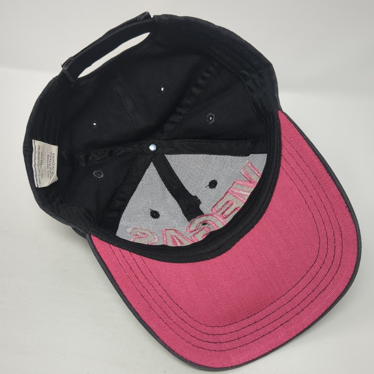 Vegas Rhinestone Strapback Hat Black One Size Adjustable Embroidered