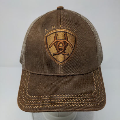 Ariat Snapback Trucker Hat Brown OSFM Adjustable Embroidered Mesh Back 6 Panel