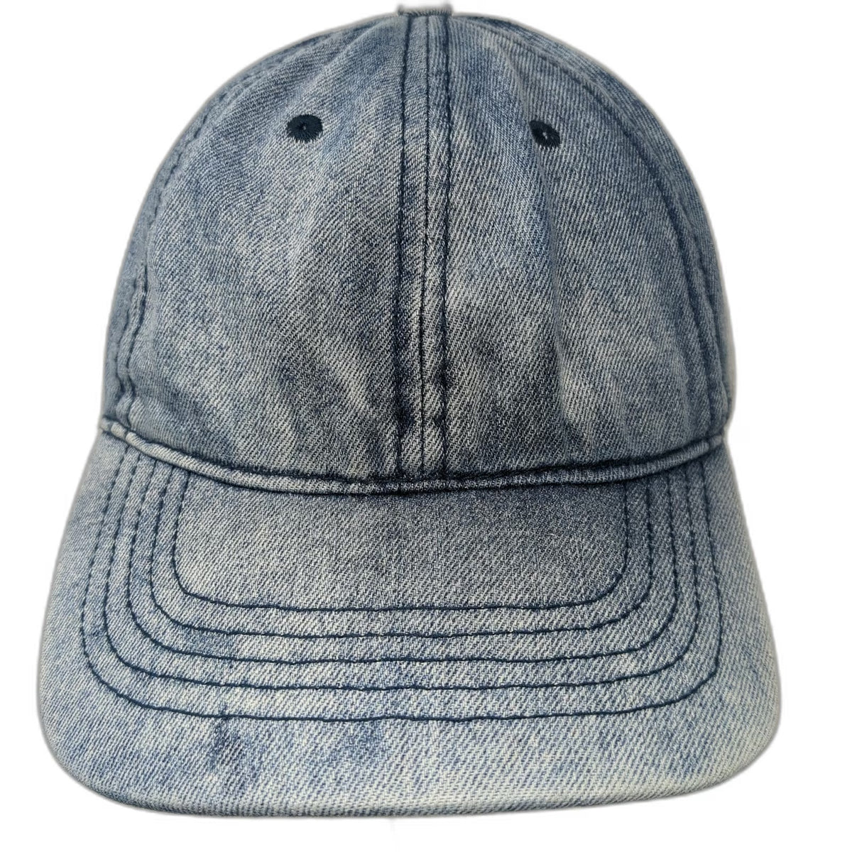 Baseball Cap Blue One Size Acid Wash Denim Strapback Adjustable Curved Brim Hat