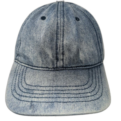 Baseball Cap Blue One Size Acid Wash Denim Strapback Adjustable Curved Brim Hat