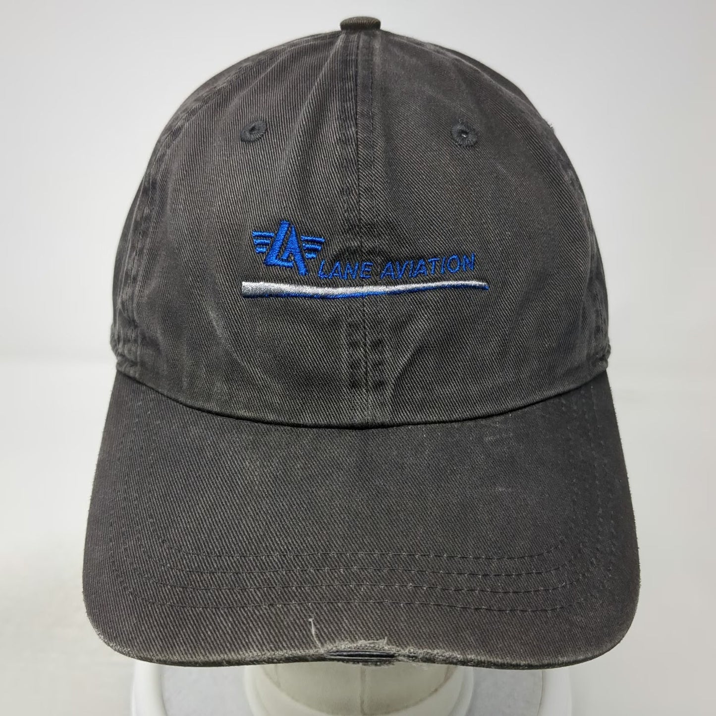 Ahead Baseball Cap Gray One Size Lane Aviation Logo Slideback Hat Industrial