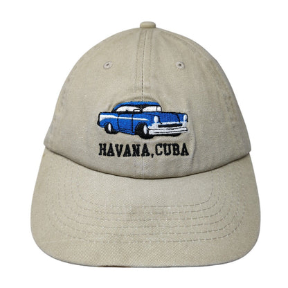 Havana Cuba Strapback Hat Tan OS Adjustable Embroidered DMR Classic Headwear
