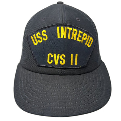Navy America Snapback Blue OSFM USS Intrepid CVS 11 Aircraft Carrier Hat Yellow