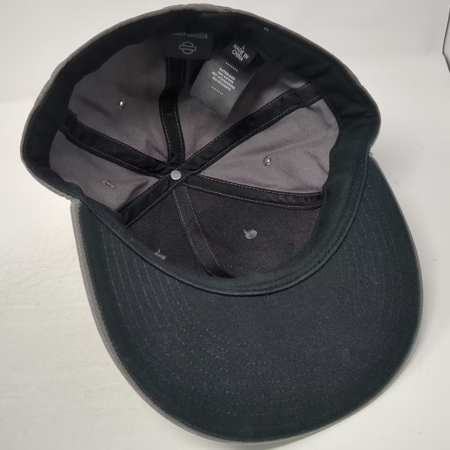 Harley-Davidson Baseball Cap Gray L Fitted Hat Embroidered Block Letter Cotton