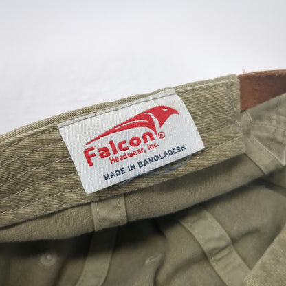 Falcon Baseball Cap Beige Green One Size Leather Strapback Eptam Logo Hat