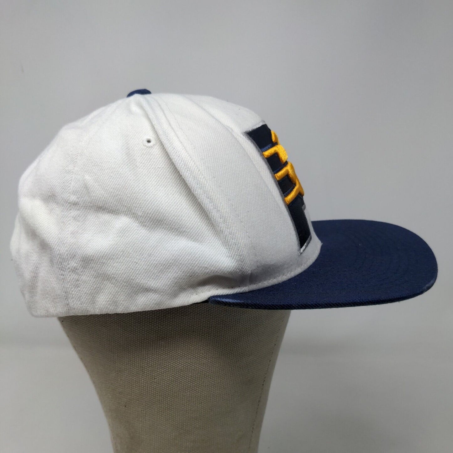 Mitchell & Ness Men's Snapback Hat White Blue Indiana Pacers Logo Wool Blend