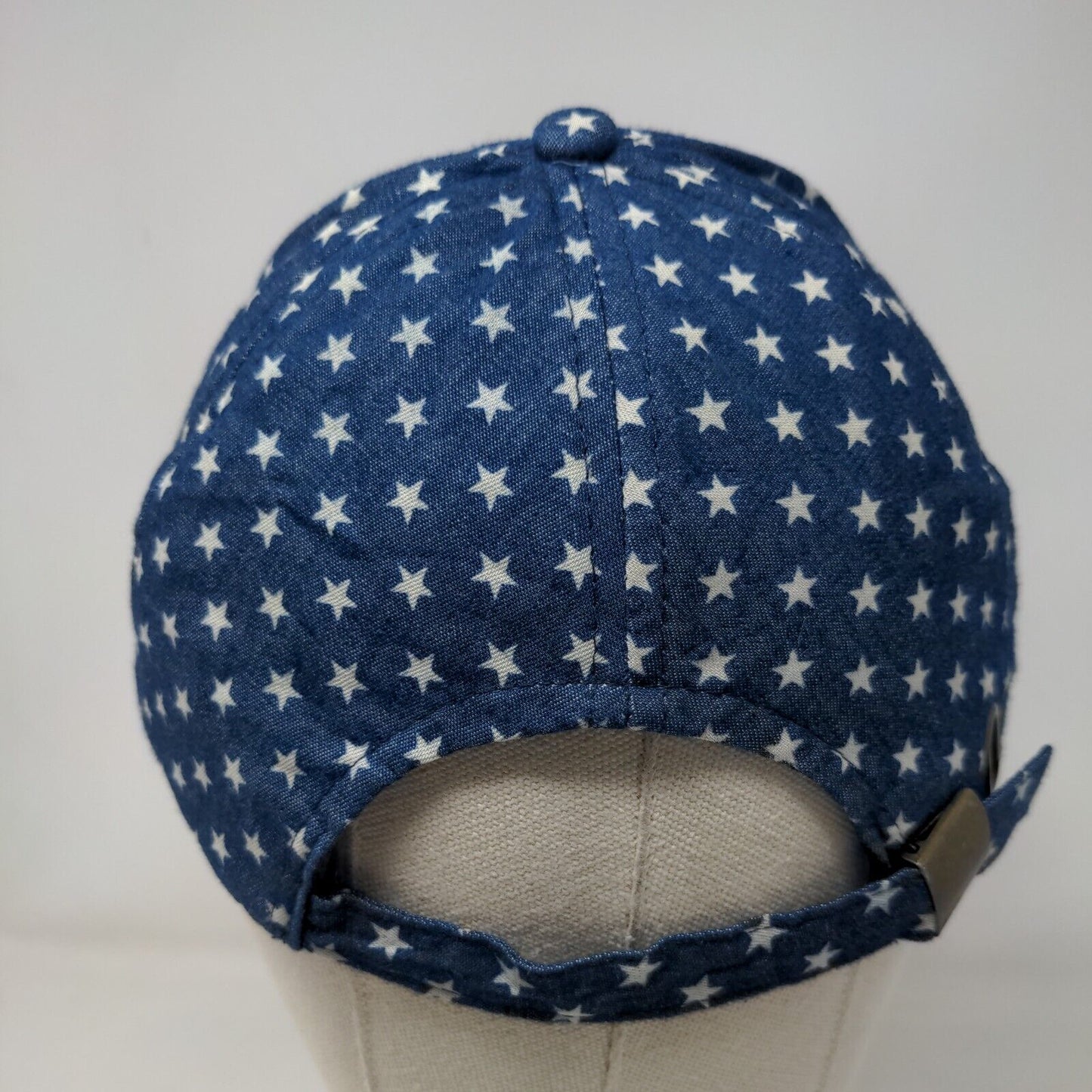 Steve Madden Slideback Hat Blue One Size White Stars All Over Print