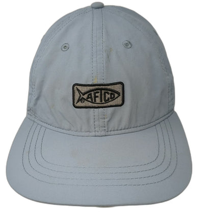 AFTCO Baseball Cap Blue One Size Strapback Nylon Fishing Hat Fish Logo Patch