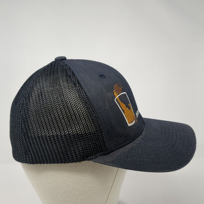 Drink Local Brew Fitted Mesh Back Trucker Hat Blue One Size Flexfit