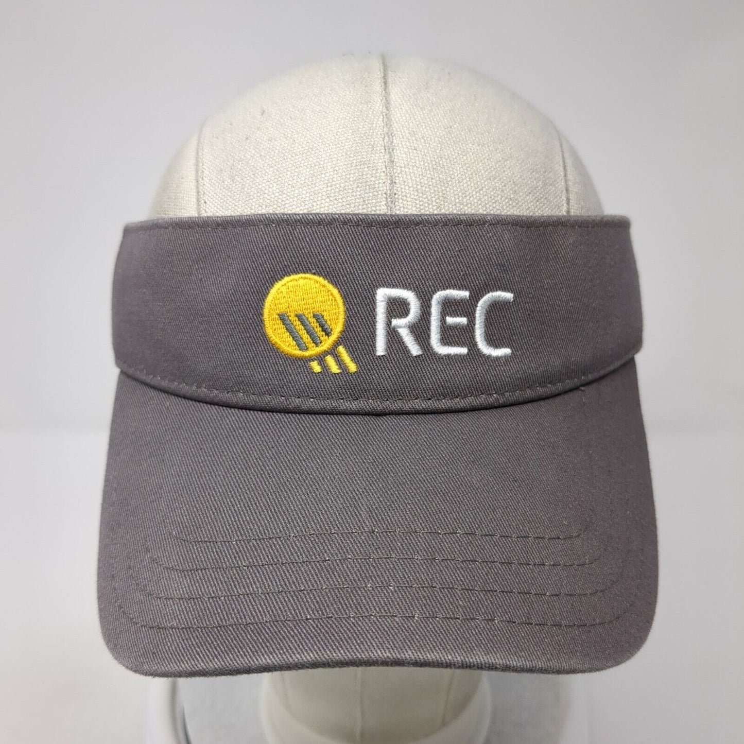 REC Strapback Sun Visor Hat Gray One Size Adjustable Embroidered Pukka