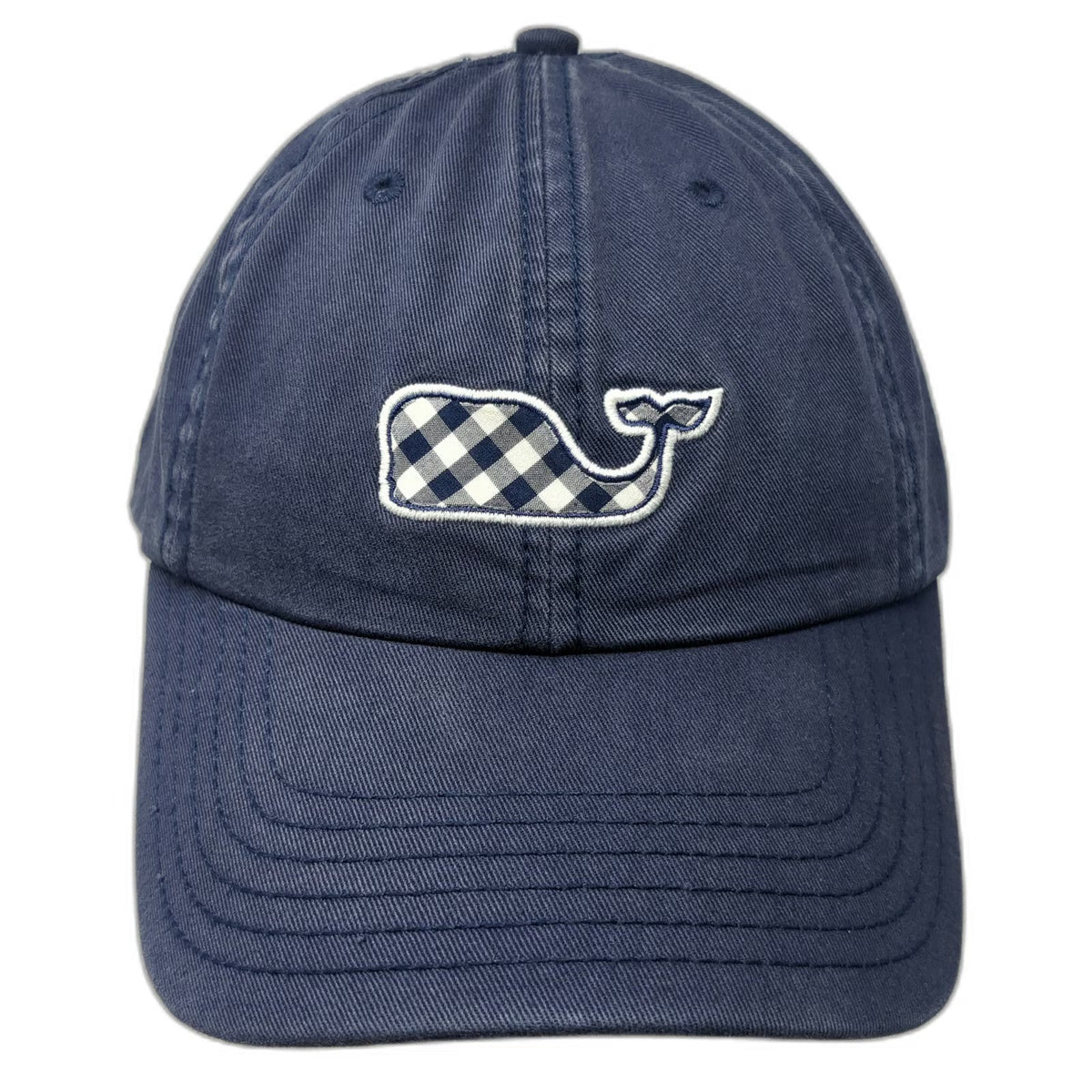 Vineyard Vines Baseball Cap Blue One Size Gingham Whale Leather Slideback Hat