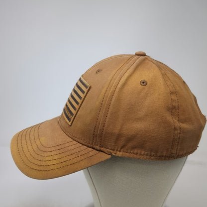 Browning Snapback Hat Brown One Size Leather Look Flag Patch Buckmark Logo