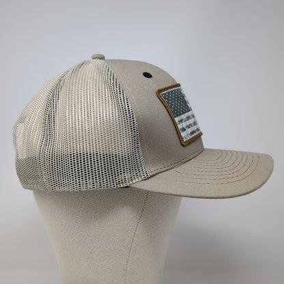 K-Products Trucker Hat Beige One Size Mesh Back Snapback Camo Flag Graybar