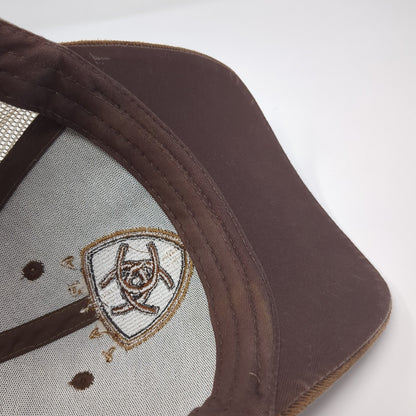 Ariat Strapback Trucker Hat Brown One Size Adjustable Mesh Back 6 Panel