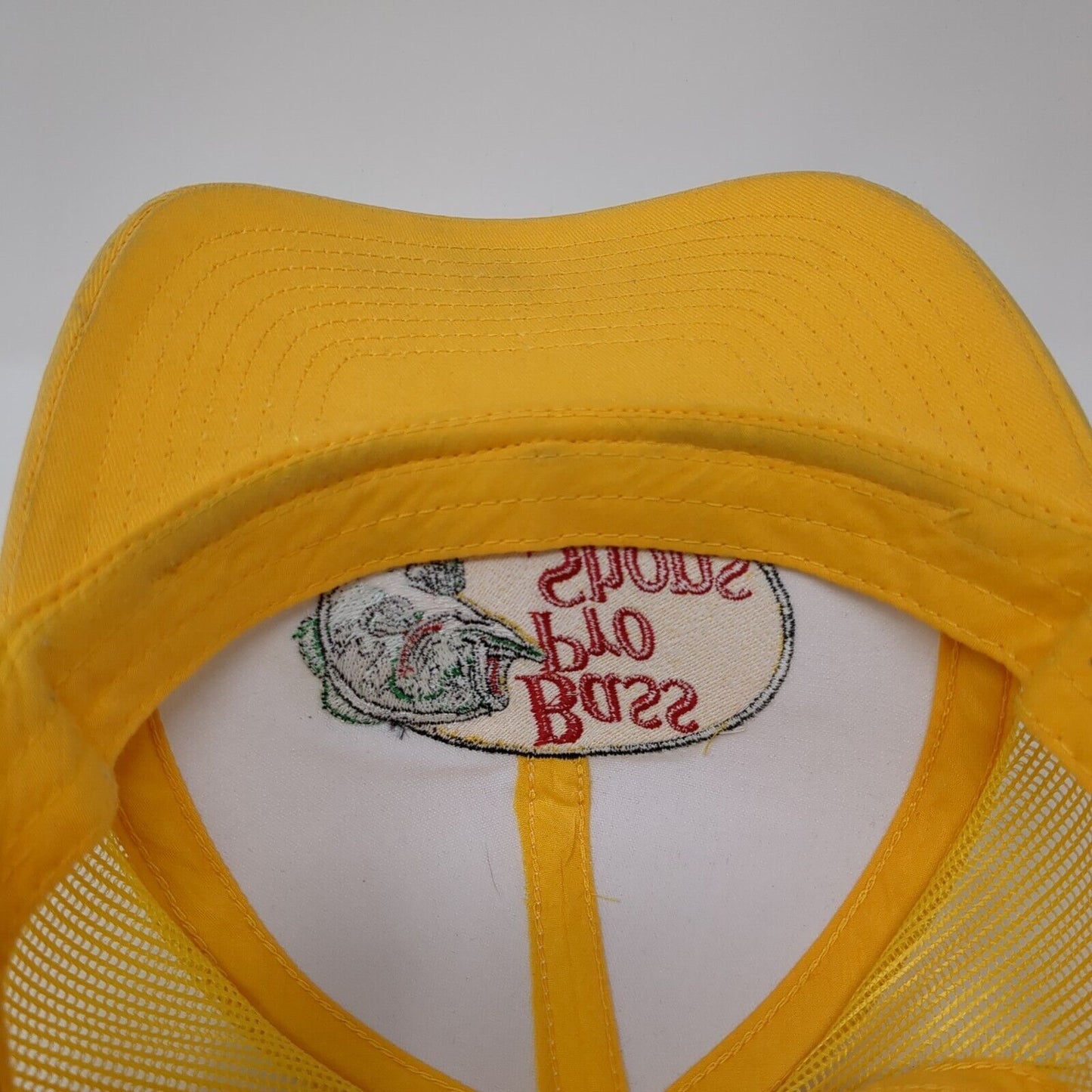 Bass Pro Shops Snapback Trucker Hat Yellow OS Adjustable Mesh Back Gone Fishing