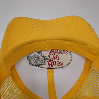 Bass Pro Shops Snapback Trucker Hat Yellow OS Adjustable Mesh Back Gone Fishing