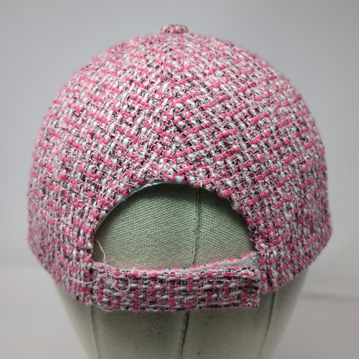 Juicy Couture 5 Panel Pink One Size Tweed Embroidered Logo Woven Strapback Hat