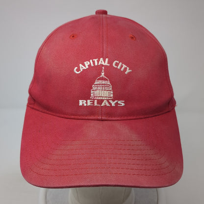 Capital City Relays Strapback Hat Red One Size Adjustable Hit Wear