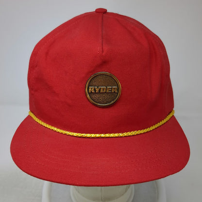 BIS 5 Panel Red Hat Ryder Trucking Medallion Yellow Rope Strapback Vintage
