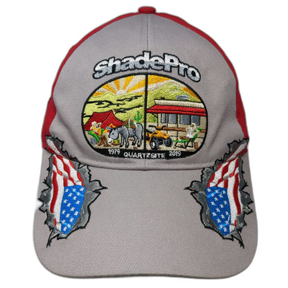 ShadePro Baseball Cap Gray Red One Size Quartzsite 2019 American Flag RV Legacy