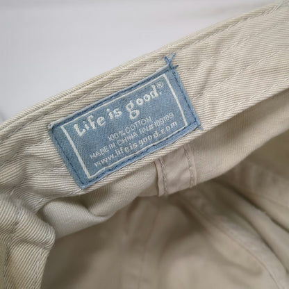 Life is good Baseball Cap Hat Beige Blue Red White One Size Graphic Flag Patch