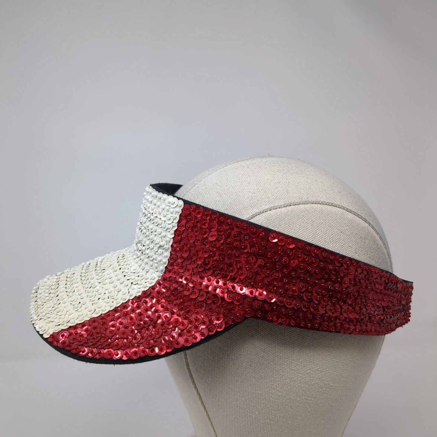 Italian Flag Sequin Sun Visor Multicolor One Size Stretch Patriotic Embellished