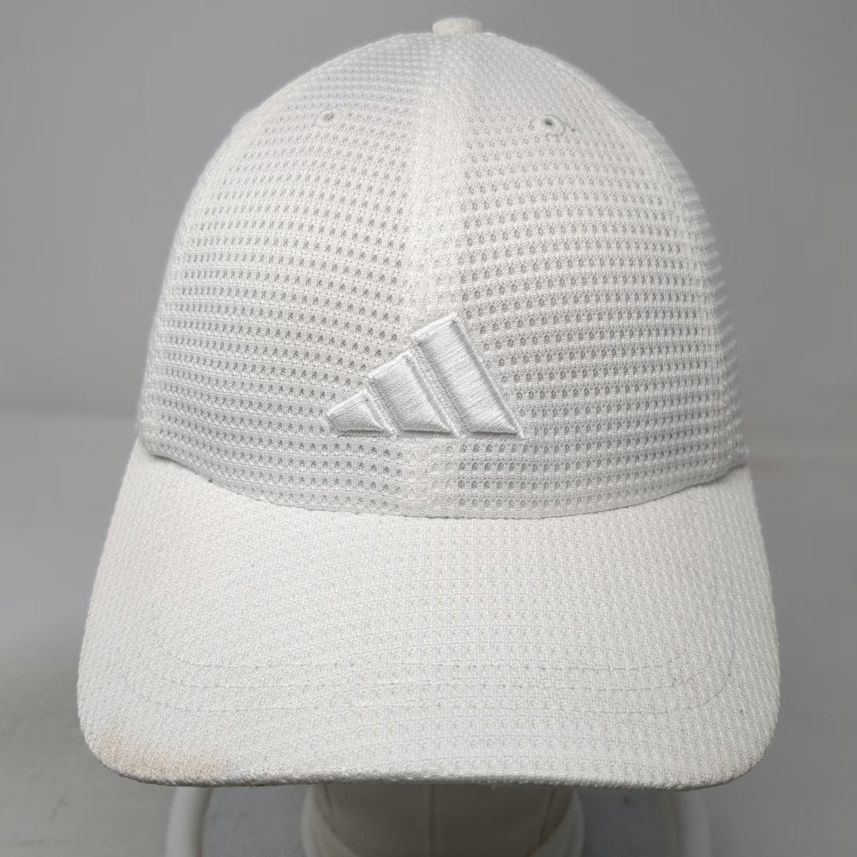 Adidas White One Size Baseball Cap Hat ClimaCool Mesh Performance 3-Stripes