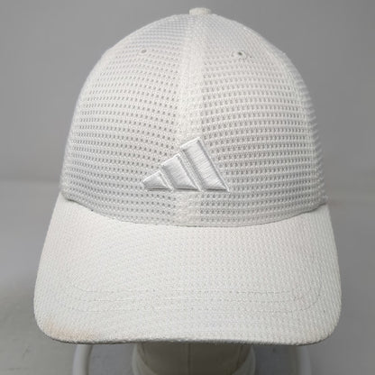 Adidas White One Size Baseball Cap Hat ClimaCool Mesh Performance 3-Stripes