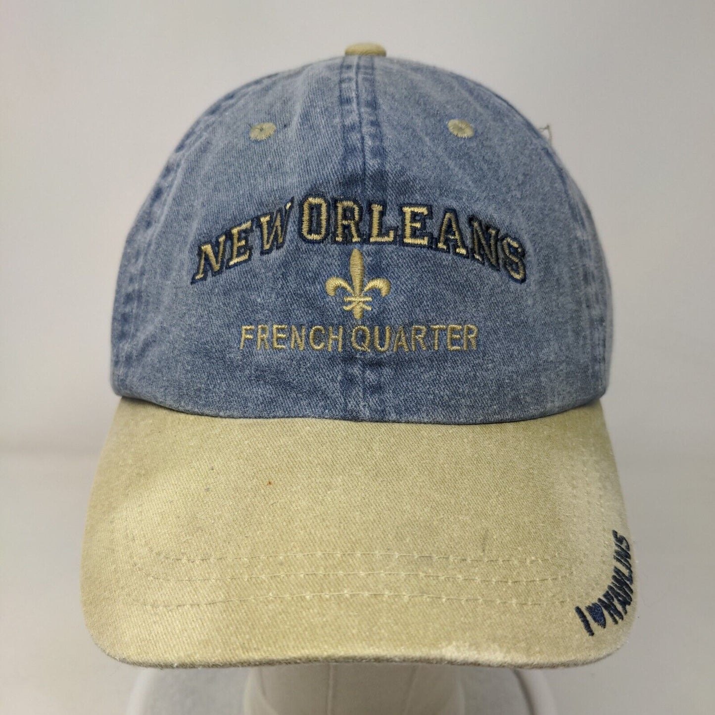 New Orleans French Quarter Strapback Hat Blue One Size Adjustable Denim 6 Panel