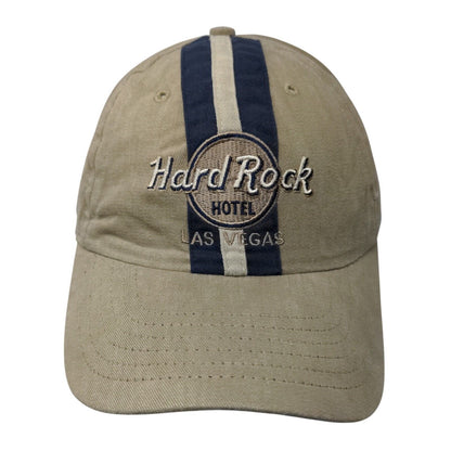 Hard Rock Hotel Las Vegas Snapback Hat Tan OSFA Striped Embroidered
