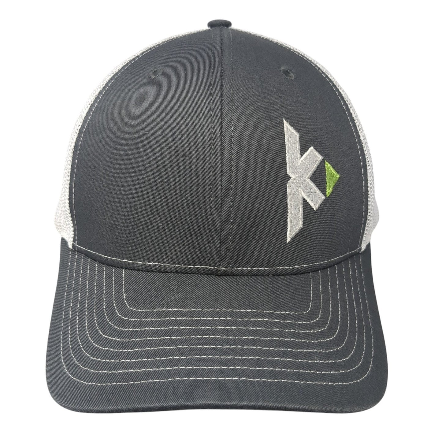 Richardson Snapback Trucker Hat Gray One Size Adjustable Embroidered Mesh Back