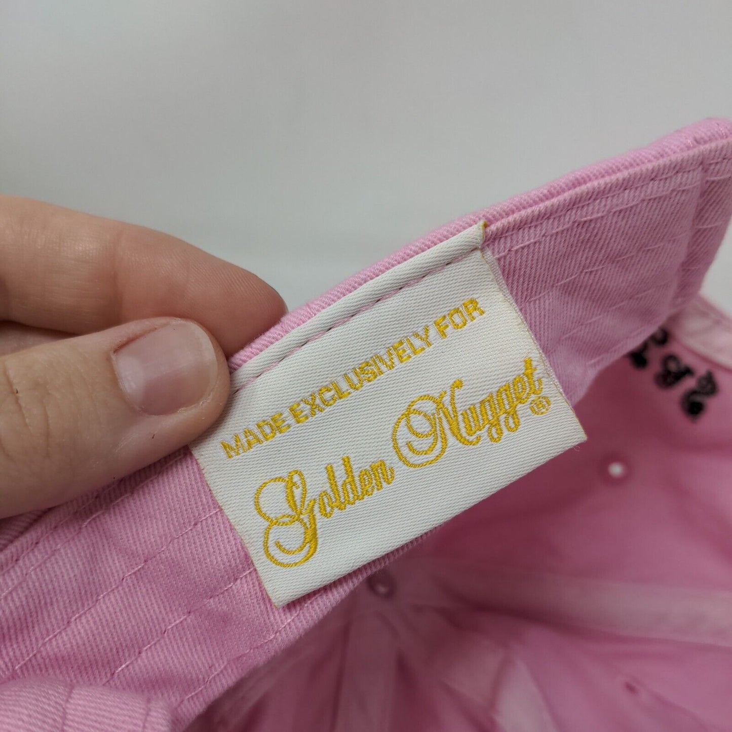 Golden Nugget Slideback Hat Pink OSFA Adjustable Embroidered Rhinestone