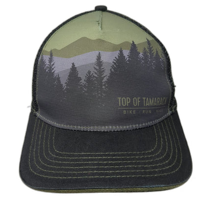 Top of Tamarack Trucker Hat Black One Size Mesh Back Landscape Mountains hat