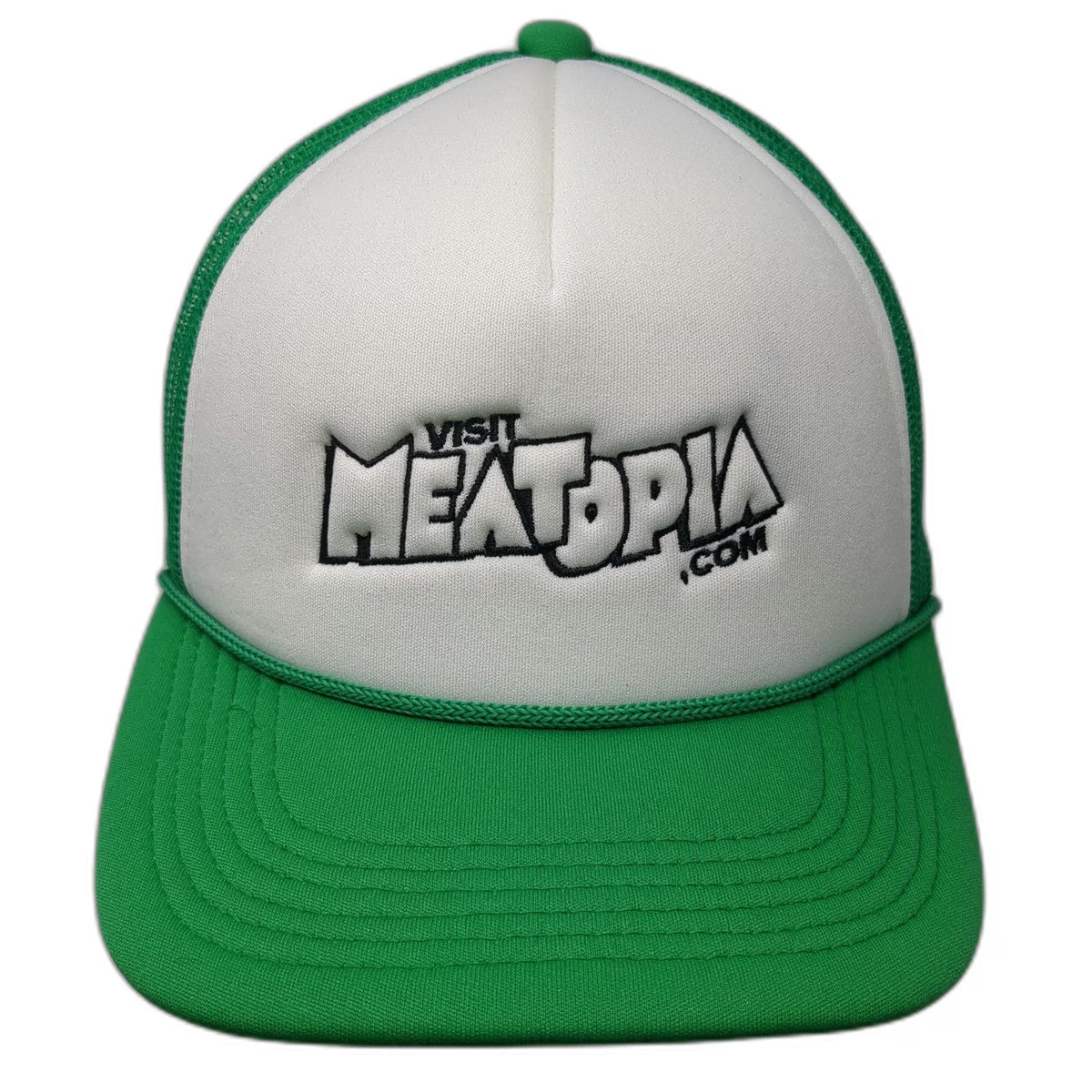 Cap America Green Trucker Hat One Size White Mesh Meatopia Snapback Rope